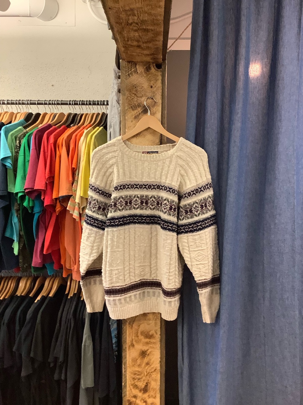 Vintage Chaps Ralph Lauren Cream Pattern Knit Sweater